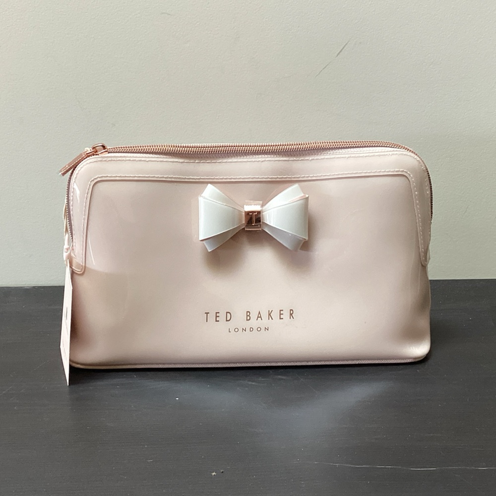 NWT. Ted Baker Blush Large Cosmetic Bag with pale pink bow